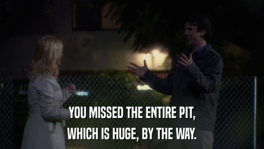 YOU MISSED THE ENTIRE PIT, WHICH IS HUGE, BY THE WAY. 