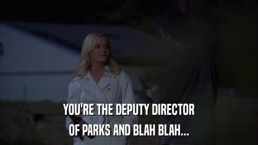 YOU'RE THE DEPUTY DIRECTOR OF PARKS AND BLAH BLAH... 