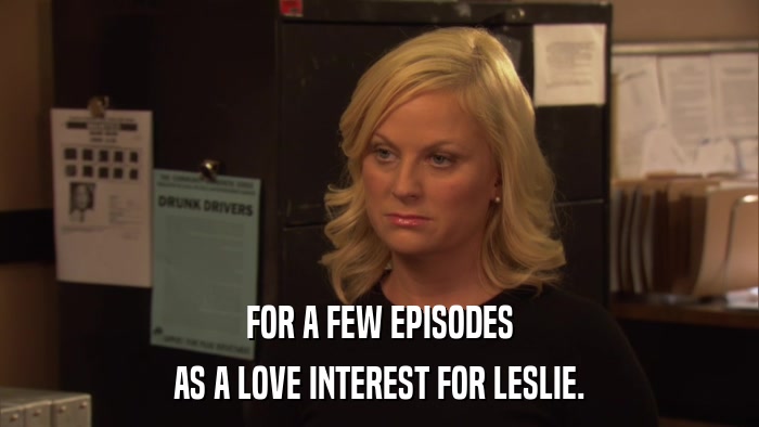 FOR A FEW EPISODES AS A LOVE INTEREST FOR LESLIE. 