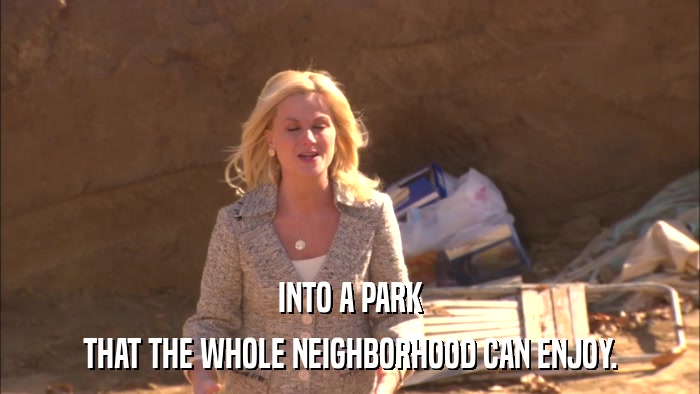 INTO A PARK THAT THE WHOLE NEIGHBORHOOD CAN ENJOY. 