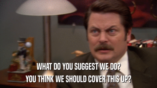 WHAT DO YOU SUGGEST WE DO? YOU THINK WE SHOULD COVER THIS UP? 