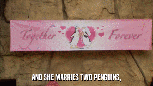 AND SHE MARRIES TWO PENGUINS,  
