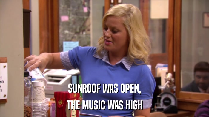 SUNROOF WAS OPEN, THE MUSIC WAS HIGH 