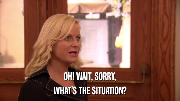 OH! WAIT, SORRY, WHAT'S THE SITUATION? 