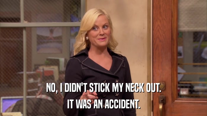 NO, I DIDN'T STICK MY NECK OUT. IT WAS AN ACCIDENT. 