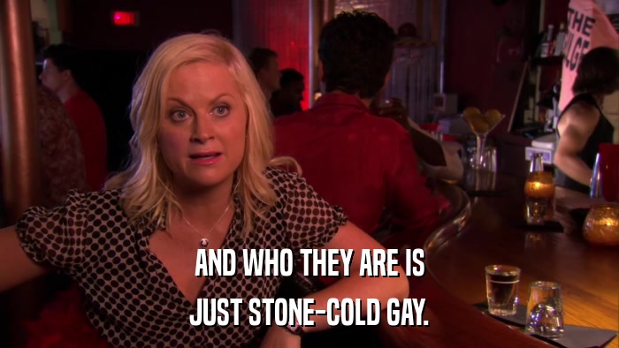 AND WHO THEY ARE IS JUST STONE-COLD GAY. 