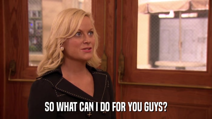 SO WHAT CAN I DO FOR YOU GUYS?  
