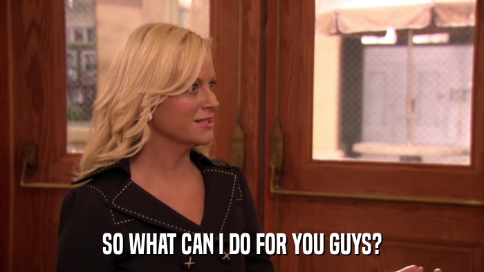 SO WHAT CAN I DO FOR YOU GUYS?  