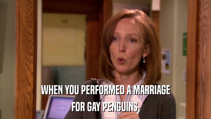 WHEN YOU PERFORMED A MARRIAGE FOR GAY PENGUINS, 