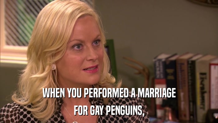 WHEN YOU PERFORMED A MARRIAGE FOR GAY PENGUINS, 