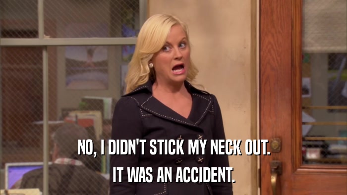NO, I DIDN'T STICK MY NECK OUT. IT WAS AN ACCIDENT. 