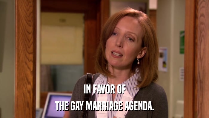 IN FAVOR OF THE GAY MARRIAGE AGENDA. 