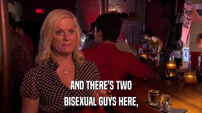 AND THERE'S TWO BISEXUAL GUYS HERE, 