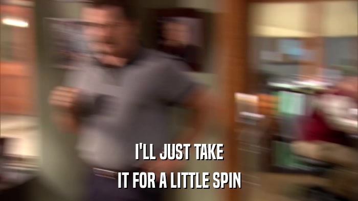 I'LL JUST TAKE IT FOR A LITTLE SPIN 
