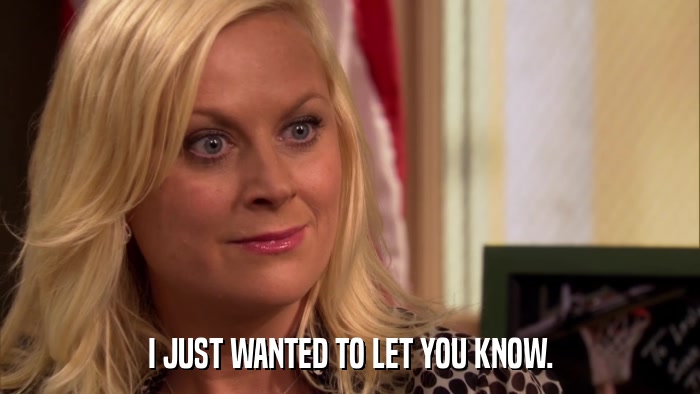 I JUST WANTED TO LET YOU KNOW.  