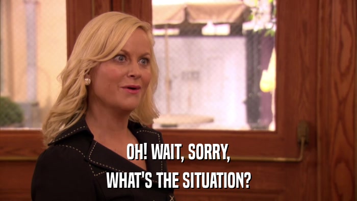 OH! WAIT, SORRY, WHAT'S THE SITUATION? 