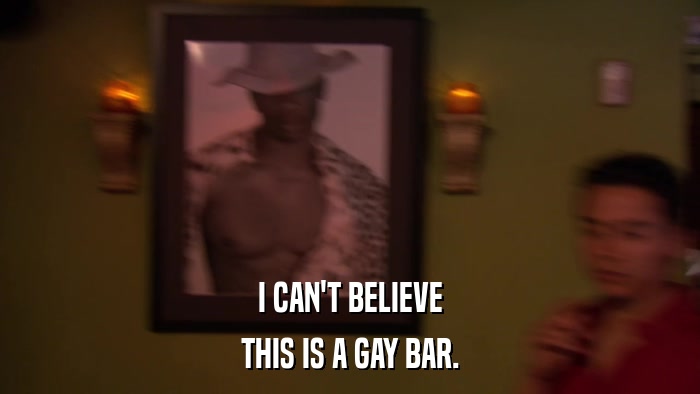 I CAN'T BELIEVE THIS IS A GAY BAR. 