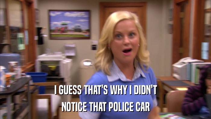 I GUESS THAT'S WHY I DIDN'T NOTICE THAT POLICE CAR 