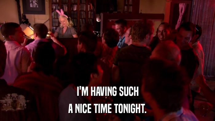 I'M HAVING SUCH A NICE TIME TONIGHT. 