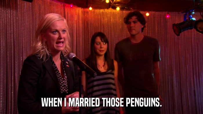 WHEN I MARRIED THOSE PENGUINS.  
