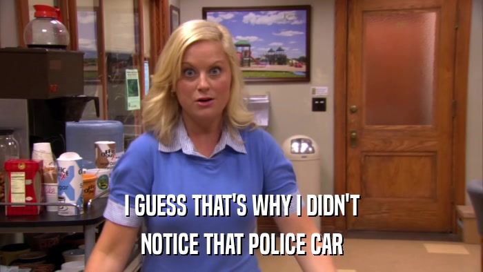 I GUESS THAT'S WHY I DIDN'T NOTICE THAT POLICE CAR 