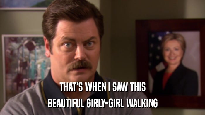 THAT'S WHEN I SAW THIS BEAUTIFUL GIRLY-GIRL WALKING 