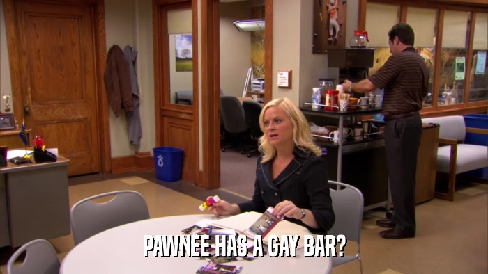 PAWNEE HAS A GAY BAR?  