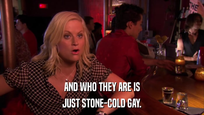 AND WHO THEY ARE IS JUST STONE-COLD GAY. 