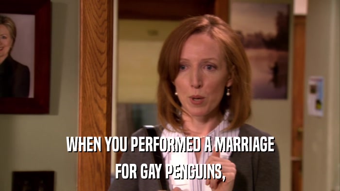 WHEN YOU PERFORMED A MARRIAGE FOR GAY PENGUINS, 