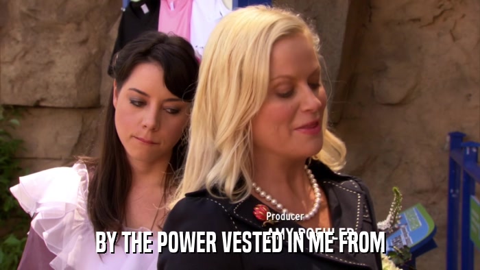 BY THE POWER VESTED IN ME FROM  