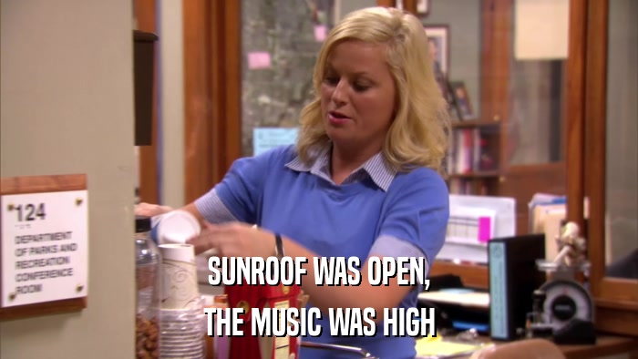 SUNROOF WAS OPEN, THE MUSIC WAS HIGH 