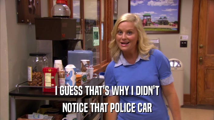 I GUESS THAT'S WHY I DIDN'T NOTICE THAT POLICE CAR 