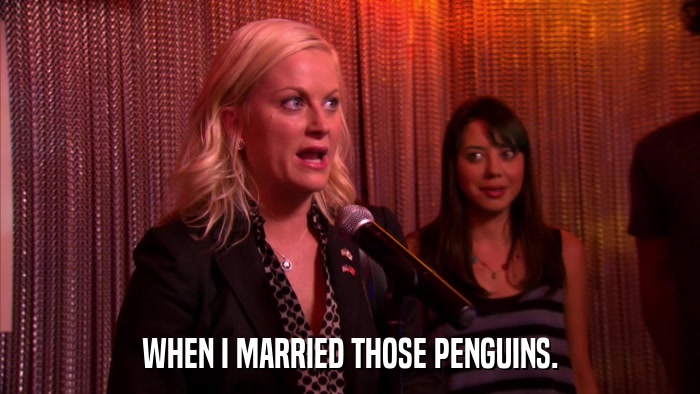 WHEN I MARRIED THOSE PENGUINS.  