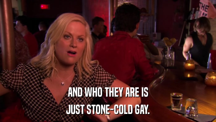 AND WHO THEY ARE IS JUST STONE-COLD GAY. 