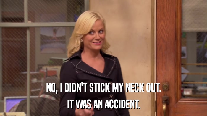 NO, I DIDN'T STICK MY NECK OUT. IT WAS AN ACCIDENT. 