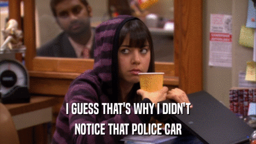 I GUESS THAT'S WHY I DIDN'T NOTICE THAT POLICE CAR 