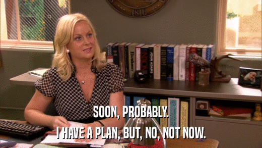 SOON, PROBABLY. I HAVE A PLAN, BUT, NO, NOT NOW. 