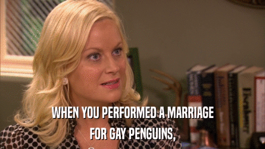 WHEN YOU PERFORMED A MARRIAGE FOR GAY PENGUINS, 