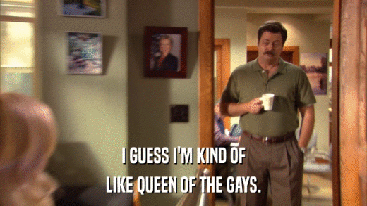 I GUESS I'M KIND OF LIKE QUEEN OF THE GAYS. 