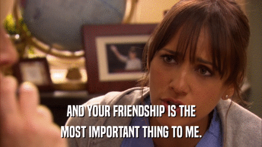 AND YOUR FRIENDSHIP IS THE MOST IMPORTANT THING TO ME. 