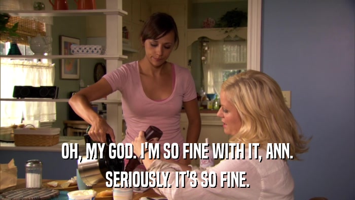 OH, MY GOD. I'M SO FINE WITH IT, ANN. SERIOUSLY. IT'S SO FINE. 