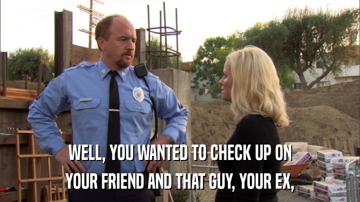WELL, YOU WANTED TO CHECK UP ON YOUR FRIEND AND THAT GUY, YOUR EX, 