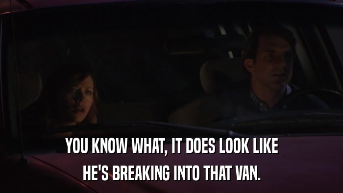 YOU KNOW WHAT, IT DOES LOOK LIKE HE'S BREAKING INTO THAT VAN. 
