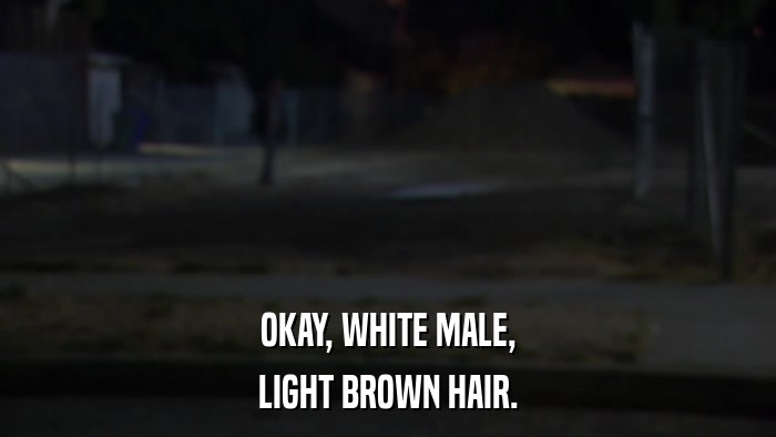 OKAY, WHITE MALE, LIGHT BROWN HAIR. 