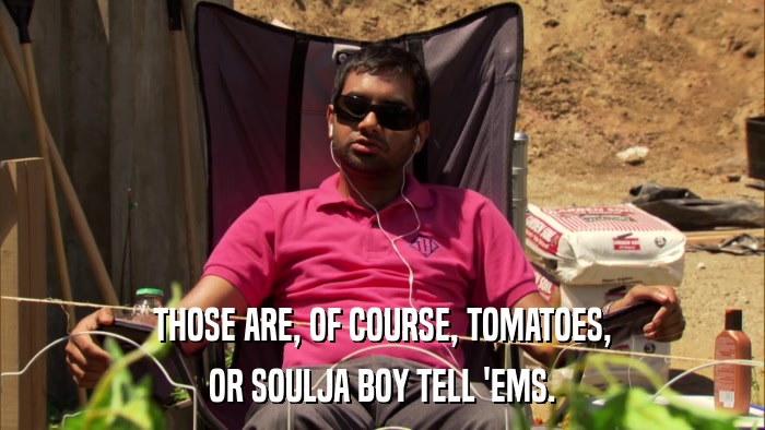 THOSE ARE, OF COURSE, TOMATOES, OR SOULJA BOY TELL 'EMS. 
