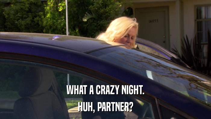 WHAT A CRAZY NIGHT. HUH, PARTNER? 