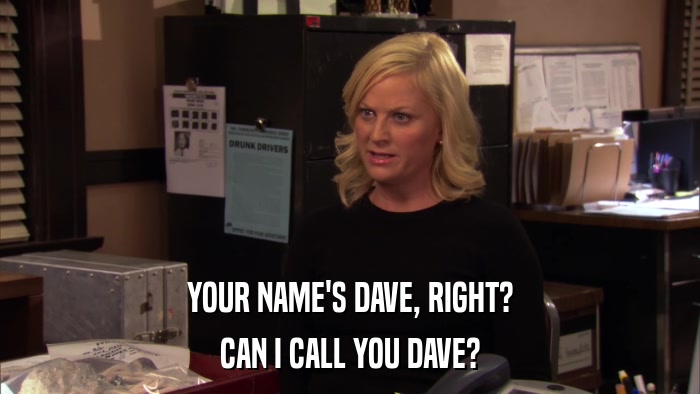 YOUR NAME'S DAVE, RIGHT? CAN I CALL YOU DAVE? 