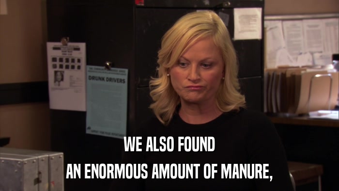 WE ALSO FOUND AN ENORMOUS AMOUNT OF MANURE, 