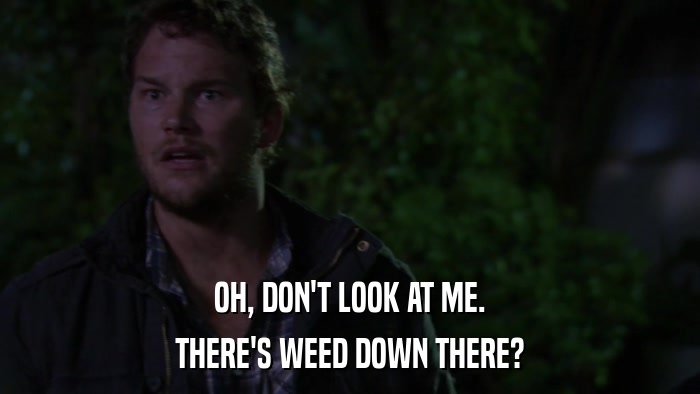 OH, DON'T LOOK AT ME. THERE'S WEED DOWN THERE? 