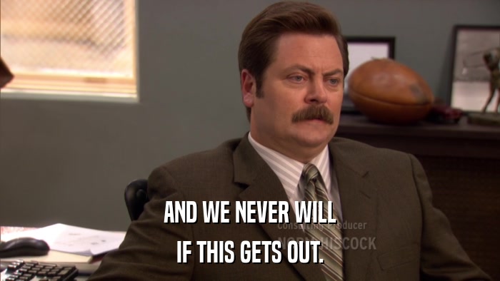 AND WE NEVER WILL IF THIS GETS OUT. 